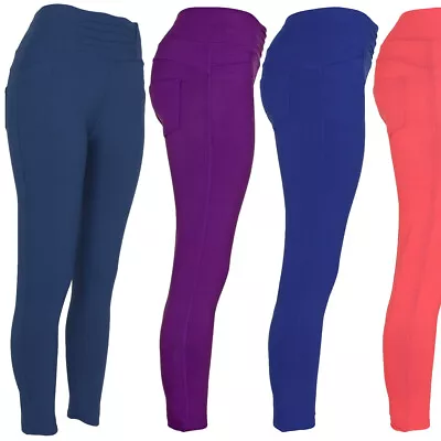 Women's Skinny Dressy Pants4 Pocket Dressy Leggings With Pleated Waistband Trim • $15.99