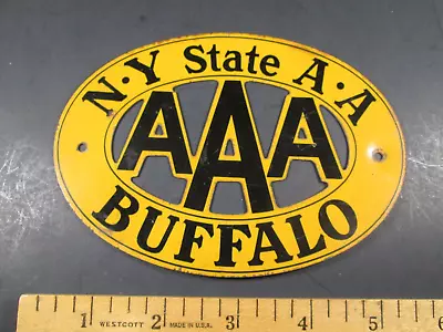 Tin AAA License Plate Topper BUFFALO NY - Oval Bumper Sign • $49.95