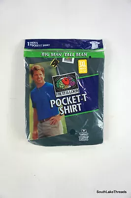 VINTAGE Fruit Of The Loom Shirt Adult 3XL XXXL Green Pocket Mens NEW Deadstock • $14.99