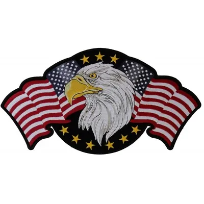 Large Back Patch (Iron-On) Eagle American Flags Large Back Patch 12  X 6.5  • $29.99