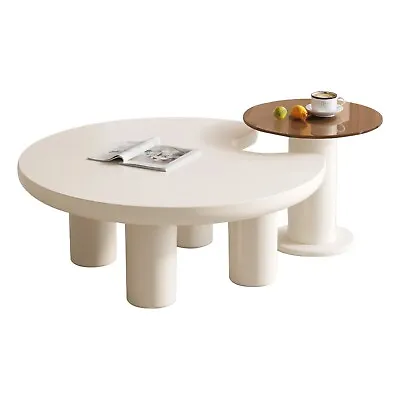 GUYII Sofa Side Table Coffee Table Set Nesting Table With Legs Glass Table White • $325.55