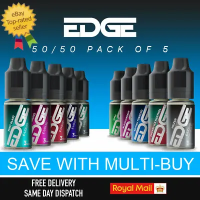 Edge E Liquid 5 X 10ml Vape 50/50 Juice 3mg 6mg 12mg 18mg All Flavours Strengths • £7.94