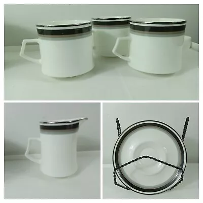 Mikasa Bone China 7 Pc Tea Set W/Creamer 3 Saucer 3 Cups Noir A4102 • $25