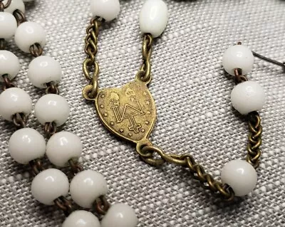 Vintage Rosary White Glass Beads Christian H90 • $19.99