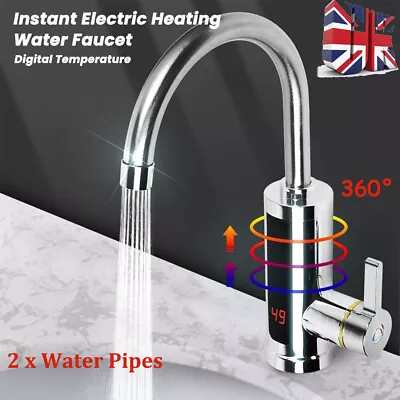 Electric Heating Tap Kitchen Bathroom Fast Instant Hot Water Heater Faucet 360° • £16.55