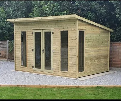 12x8 14mm Log Lap Heavy Duty Summer House Pressure Treated Garden Building Shed • £1849