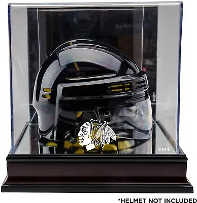 Chicago Blackhawks Mahogany Logo Mini Helmet Display Case • $53.99