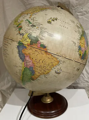 TECHNODIDATTICA Illuminated Globe Lamp Wooden Protracted Frame Made In Italy • £30