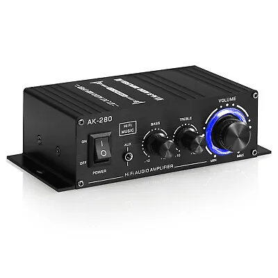 AK280 Mini Digital Amplifier 2.0 Channel Stereo Home/Car/Marine Speaker Amp • £17.99