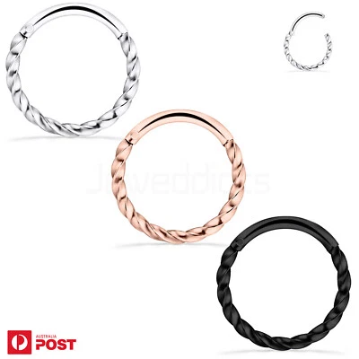 $7.99 • Buy 1-2 PCS Surgical Steel Hinged Ring Clicker Segment Septum Nose Braided Earrings
