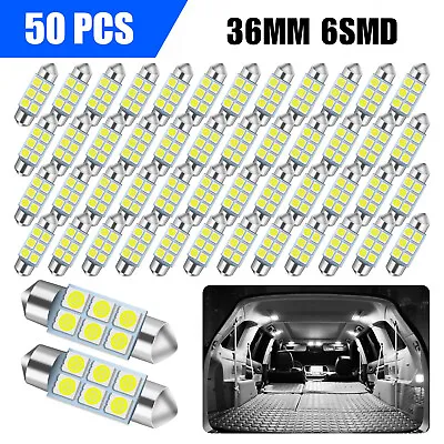 50X 36MM C5W Festoon LED Interior Dome Map License Plate Light Bulbs White 6000K • $12.98