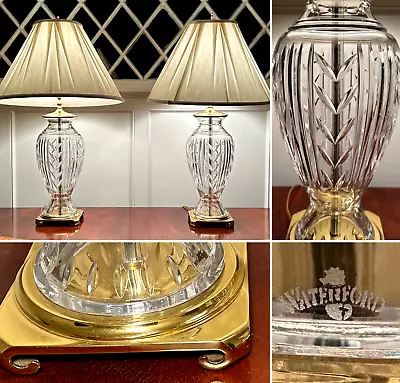 Vtg Set Of 2 WATERFORD CRYSTAL Glencar 32  Tall Urn-Shaped Table Lamps IRELAND • $1095