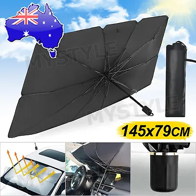 $18.95 • Buy Car Windshield Sunshade Umbrella Front Window Visor Sun Shade Cover Black Large