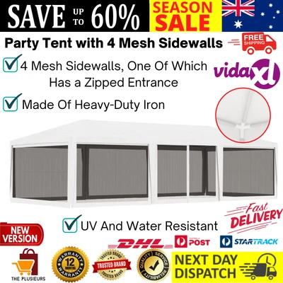 $292.96 • Buy White Gazebo Mesh Screen Walls Outdoor Event Party Tent Marquee 4x9m Pavilion AU