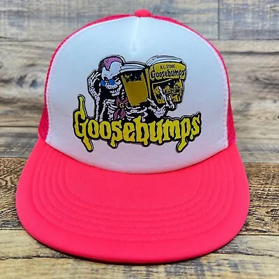 Retro Goosebumps Mens Trucker Hat Pink Snapback R.L. Stine 90s TV Nostalgia Cap • $19.99