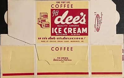 Vintage 1960's Dee's Coffee Ice Cream Container. Superb Detail. Brunswick ME. • $7.92