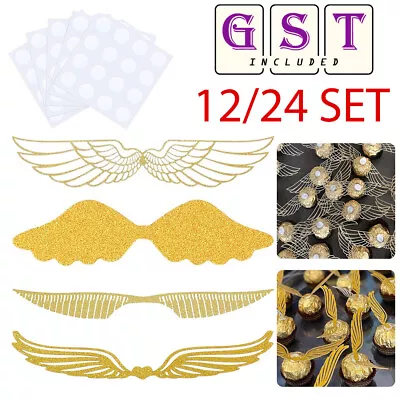 12/24 Hollowed Wings Cupcake Toppers For Harry Potter Wizard Golden Snitch Party • $4.16
