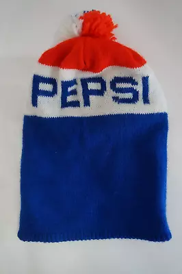 Vintage Pepsi Beanie Hat Red White Blue Winter Knit Stocking Hat • $18