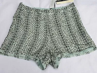 £24.90 • Buy TOPSHOP Aqua Blue Silver Beaded Embellished Lined Shorts Size M UK-10 