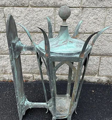 Large Antique Copper Outdoor Light Great Patina 28” X 21 1/2” X 17” • $895