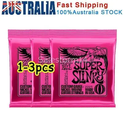 1-3X Ernie Ball 2223 Pink Super Slinky 9-42 Electric Guitar Strings AU • $14.48