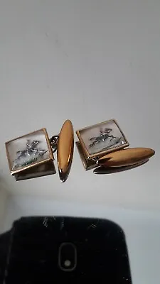 Vintage Cuff Links Horse Riding Rolled Gold Horse Riding Horse Racing Fans • £14.99