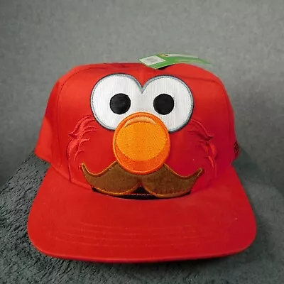 Elmo Sesame Street Hat Mustache NWT Red Snap Back Cartoon Colorful Embroidered • $11.88