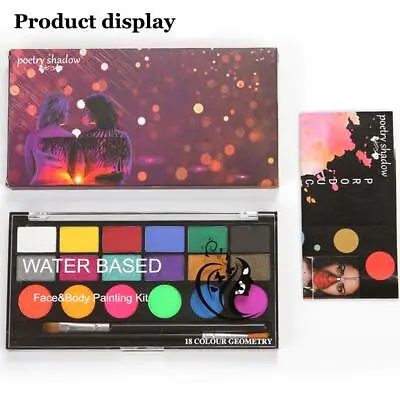 18 Color Non Toxic Face Body Paint Makeup Palette Kit Water Based Oil Painting • £5.89