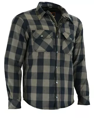 Motorcycle Flannel Shirt Jacket Dupont Aramid Lined Protection CE Armour Biker • $129.99