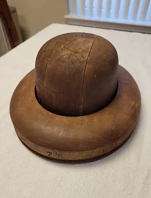 Antique Wood Millinery Hat Block Crown And Brim Mold Set- BEAUTIFUL SURVIVOR • $199.99