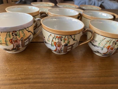 £20 • Buy Japanese Eggshell / China Part Tea Set 6 Cups, 6 Saucers Hand Painted