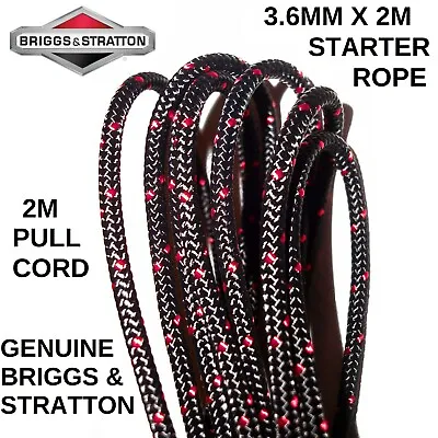 GENUINE BRIGGS & STRATTON  3.6MM X 2M PULL STARTER CORD Rope 790966 Engine Metre • £3.80