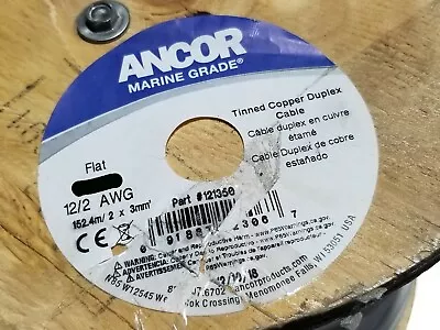 Ancor 12/2C Marine Grade Tinned Copper Flat Duplex Boat Cable (B+R) White /25ft • $34.99
