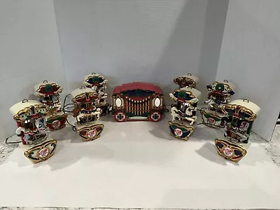 1992 Mr. Christmas Holiday Carousel 9 Pc Set Organ Carousel Horses / Zoo Animals • $55.90