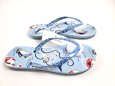 Vera Bradley Women’s Flip Flops “Really Regatta” Sandals Blue NWT Size Small 5/6 • $14.39