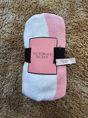 Victoria's Secret PINK Logo Blanket Plush Throw 50  X 60  100% Cotton NEW • $50
