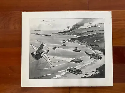 Vintage Pierre Mion Print Drawing USN Navy Futuristic Concept 20 X16  • $119.20