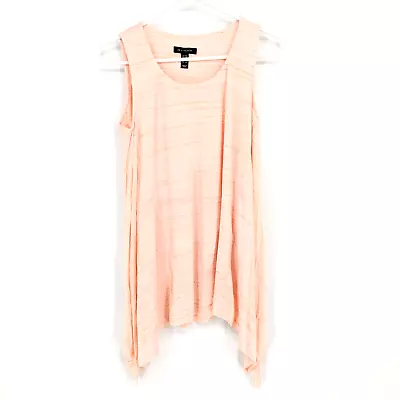 H By Halston Striped Scoop Neck Handkerchief Hem Tank Top Pink XX-Small XXS • $9