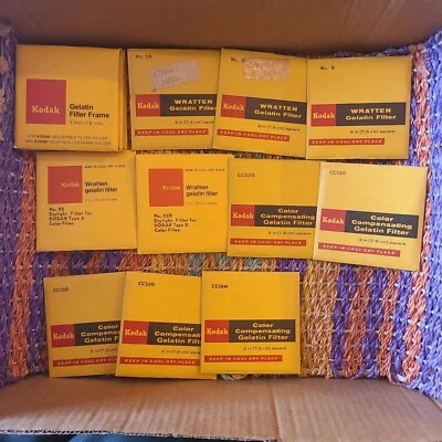 $44.99 • Buy 10 NOS KODAK WRATTEN GELATIN 3 INCH FILTERS Plus 4 Gelatinn Filter Frames