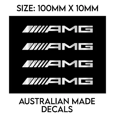 Mercedes AMG Metallic Silver  100mm X 10mm Brake Caliper Decals Set Of 4 • $19.99