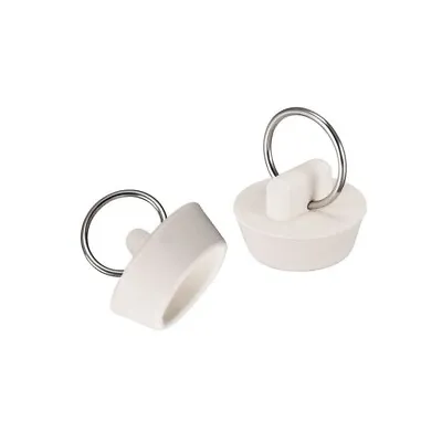 2 X RV Caravan Boat Sink Plug 25mm Small White Rubber With Chain Hook • $7.69