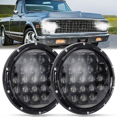 Pair 7'' Round LED Headlights Hi/Lo/DRL Beam For Chevy C10 C20 C30 G10 G20 K10 • $69.99