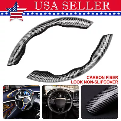 2x Carbon Fiber Car Steering Wheel Booster Cover Universal Non-Slip Accessories • $13.48