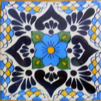 #C116) Mexican Tile Sample Ceramic Handmade 4x4 Inch GET MANY AS YOU NEED !! • $1.75