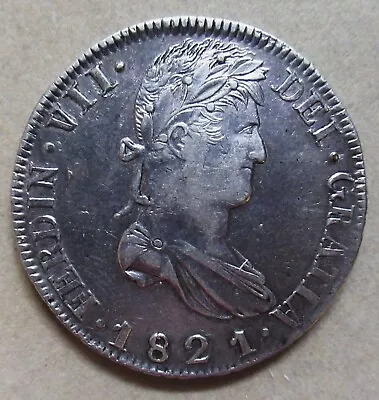 Mexico - Ferdinand VII - 1821 Zs 8 Reales RG Wide Date • $55