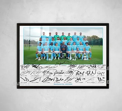 Manchester City Signed Print Photo Poster Squad 2023 2024 Team Squad Haaland • £24.99