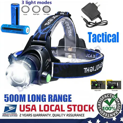 990000LM LED Headlamp Rechargeable Headlight Zoomable Head Torch Lamp Flashlight • $9.94