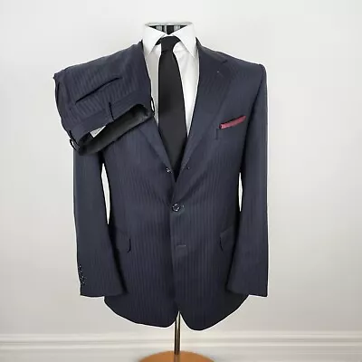 $111.64 • Buy Giovanni By Domenico Vacca 44R 36Wx32L Midnight Blue Shadow Stripe Suit