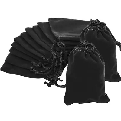 Time To Sparkle 10-50 Black Luxury Velvet Drawstring Wedding Pouches Gift Bags • £4.09