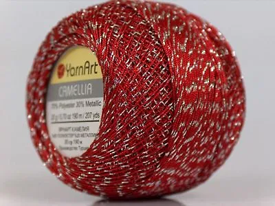 Red Silver Metallic Braid Thread Cross Stitch 20gr YarnArt Camellia 17345 • $2.59